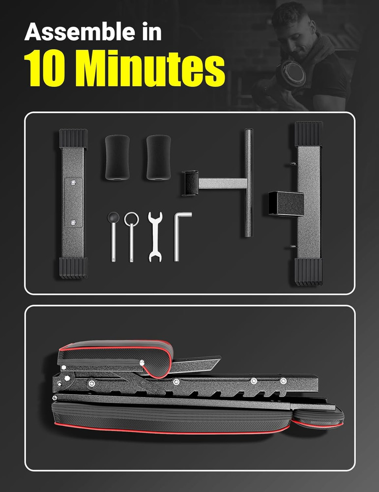 Adjustable Weight Bench, 660LB Foldable Workout Bench with Extended Head/Neck Su