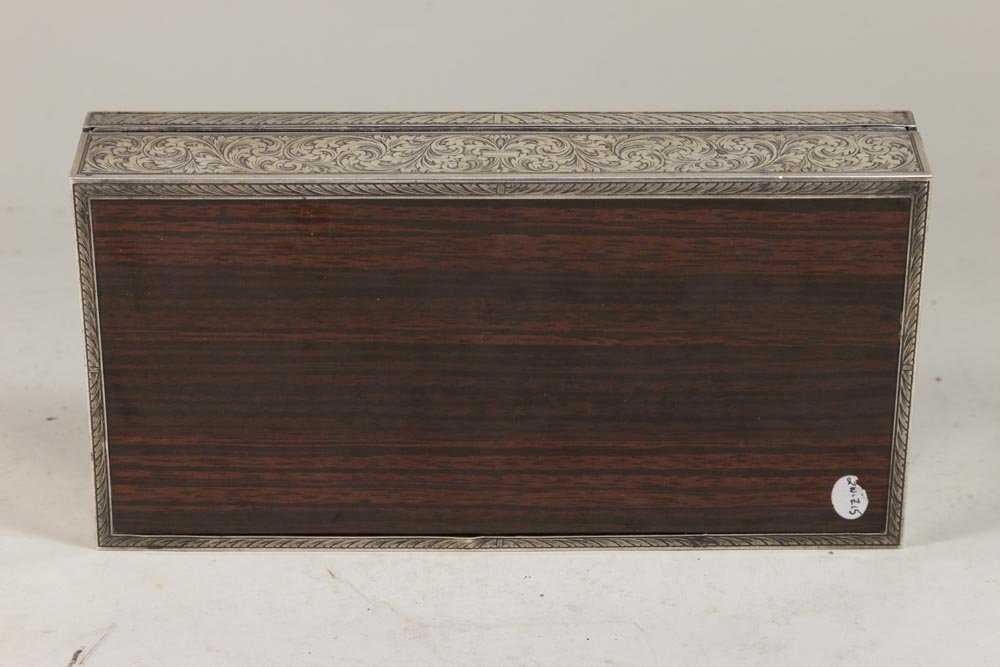 Etched 800 Silver Box with Scroll Design.