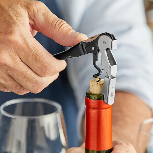 Acopa Waiter's Corkscrew with Black Metal Handle