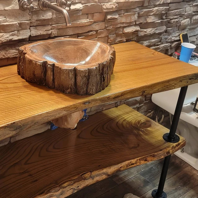 tree trunk bathroom vessel sink