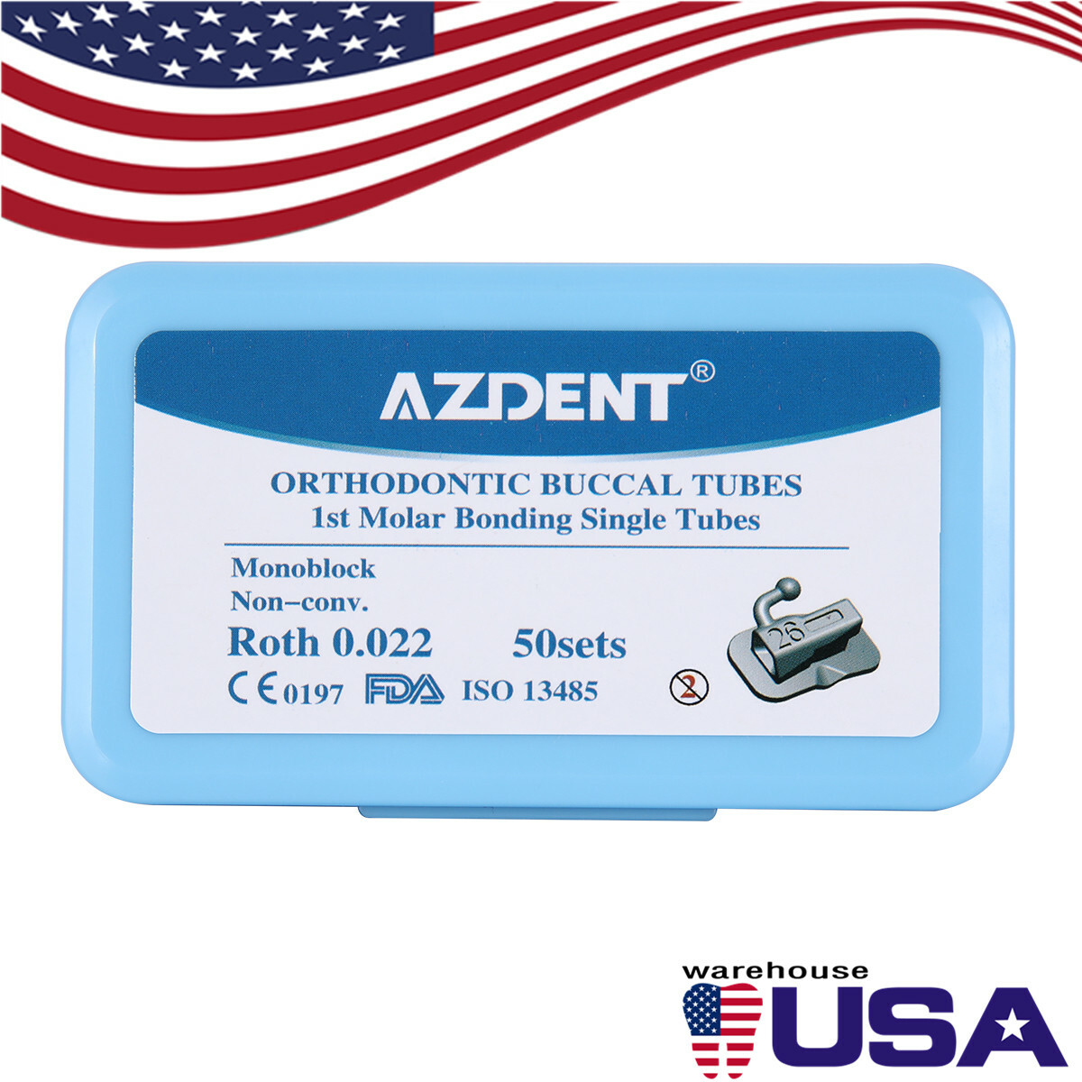 50Sets Dental Orthodontic Buccal Tubes Roth.022 1st Molar Bondable Non-Conv Mono