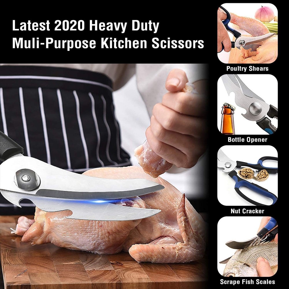 Heavy Duty Kitchen Shears with Unique Curve Blade, Multi-purpose Scissors