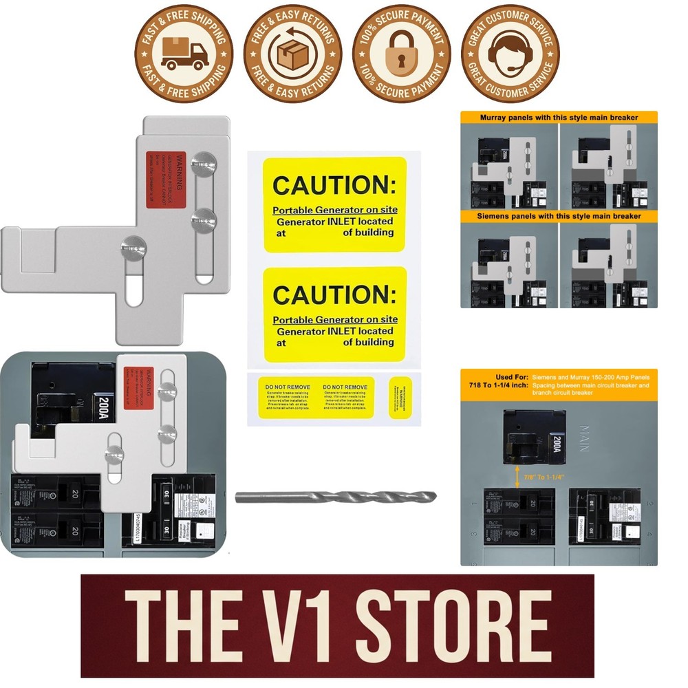 Generator Interlock Kit Compatible with Siemens or Murray 150 and 200 amp Pan...