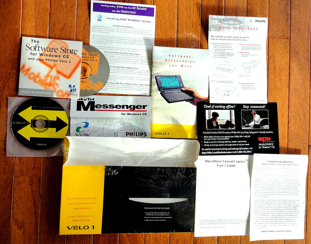 1997 PHILIPS VELO 1 SOFTWARE/MANUAL/QUICK START CARD/AD INSERTS--No Unit