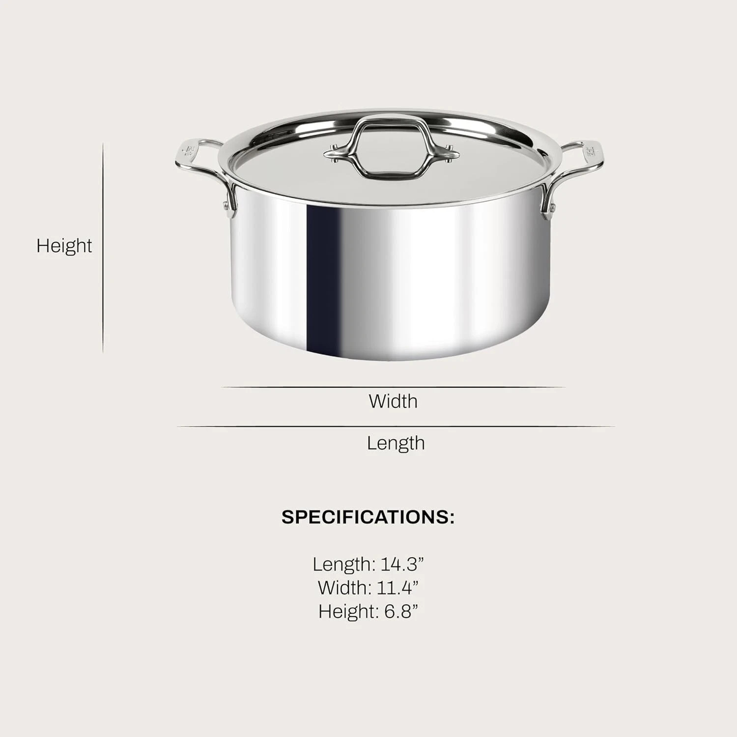 All-Clad 4508 D3 18/10 Stainless 3-ply Bonded Cookware, 8 Qt Stockpot with Lid