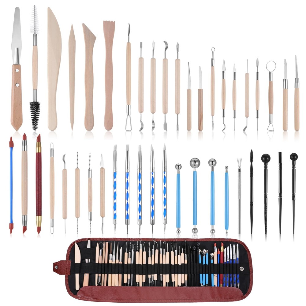 43 Pcs Pottery Tools for Sculpting Double Sided Ceramic Clay multicolor