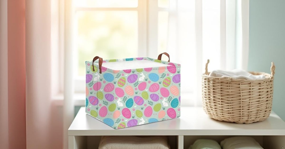 HKEC Rectangle Storage Basket,Gift Basket Empty with Handles,Cute Organizer, ...