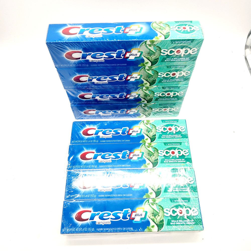 Crest Complete Scope Active Foam Toothpaste 5.4oz 8 Pack Mint Exp 03/26