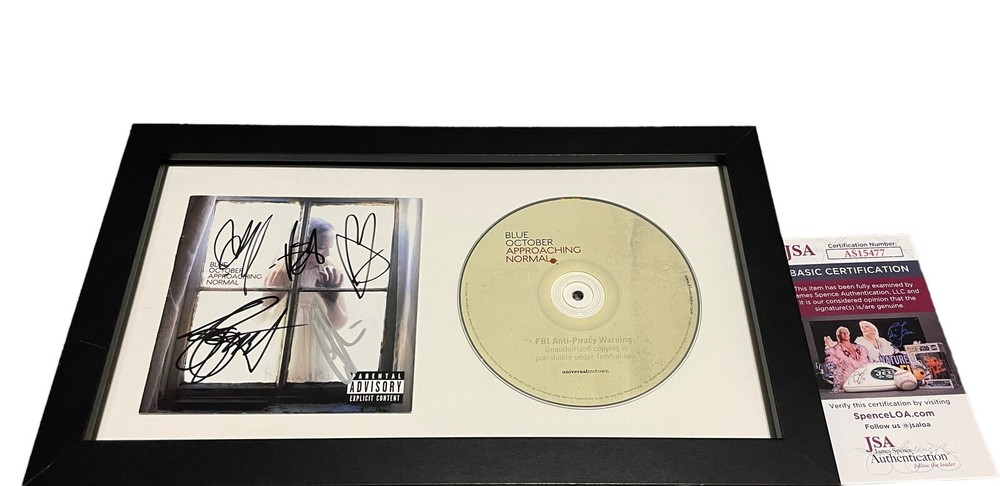 BLUE OCTOBER SIGNED AUTOGRAPH APPROACHING NORMAL FRAMED & MATTED CD JSA CERT COA