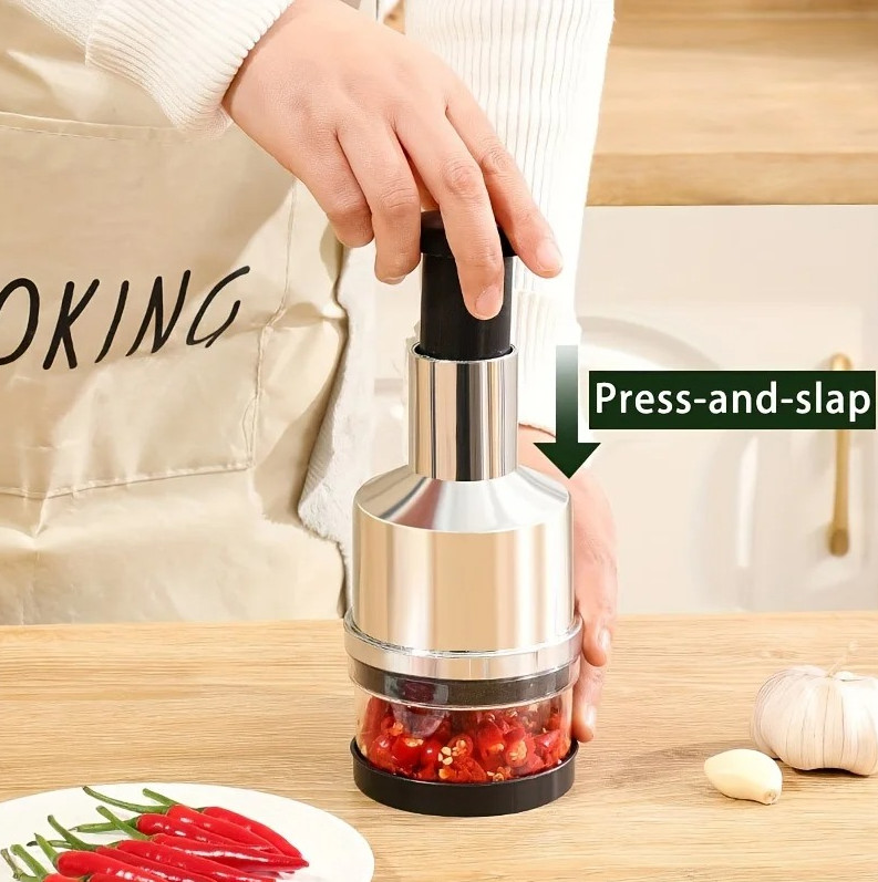 Manual Onion Chopper Garlic Press Stainless Steel Food Crusher Vegetable Tool