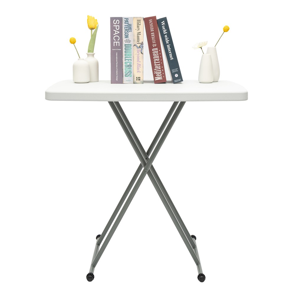 20x30" White Folding Table Portable and Adjustable Small Table