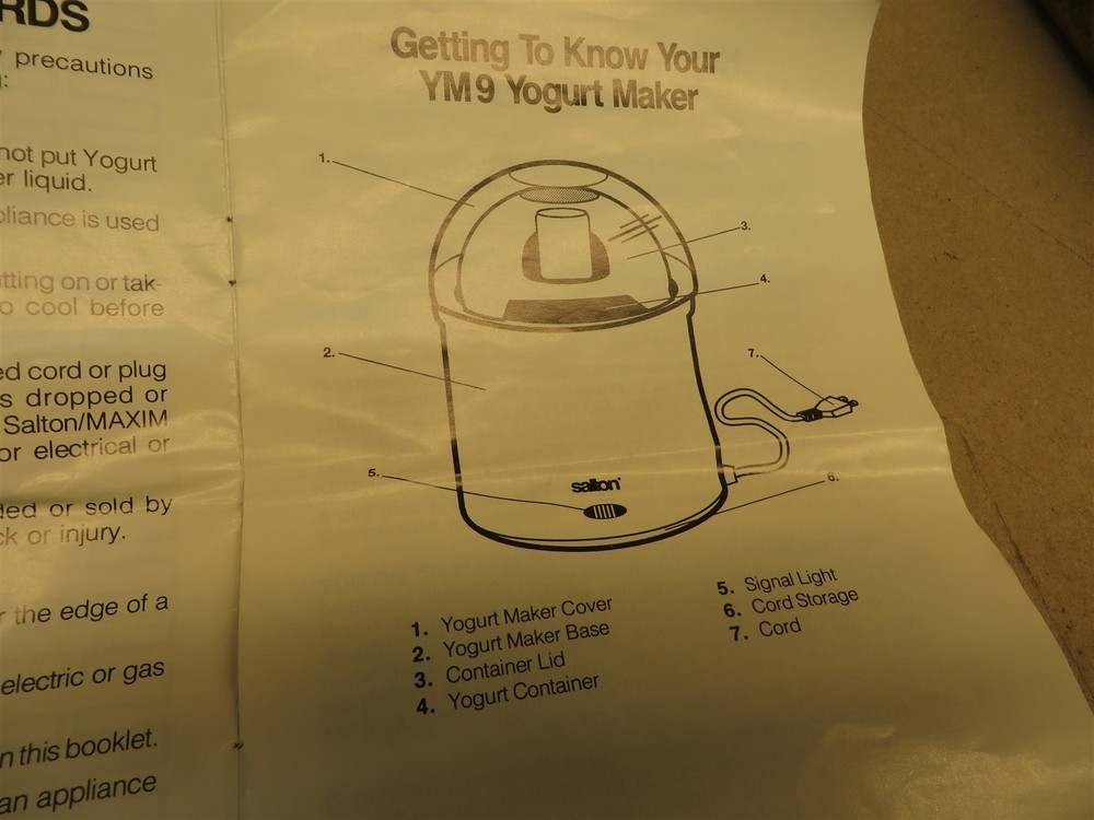 SALTON YOGURT MAKER # YM9