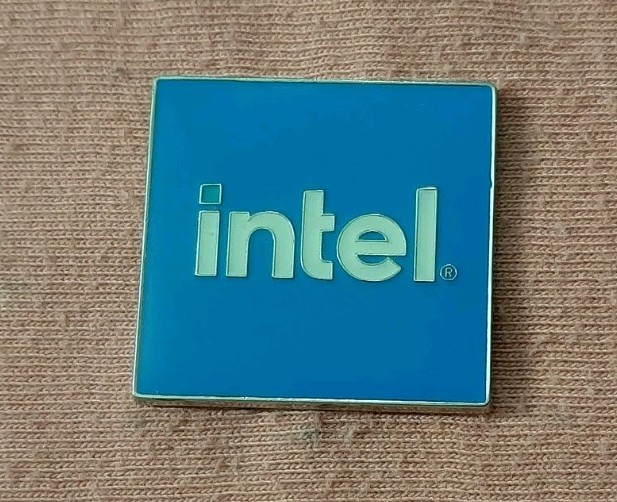 Intel Blue Square Logo Computer Company jacket lapel pin
