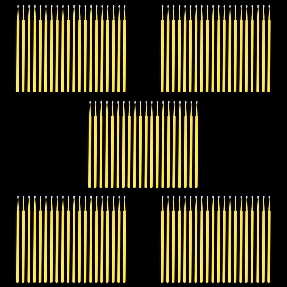 100 Micro Brushes Applicators Microbrush Dental Regular Yellow 2.0 mm