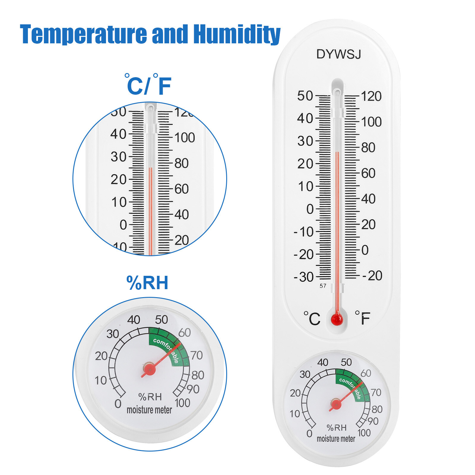 3 PCS Wall Thermometer Humidity Meter for Indoor Outdoor Garden Greenhouse Home