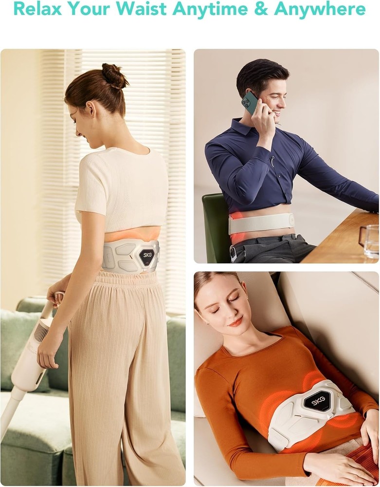 SKG Lower Back Vibrating Massager Adjustable Cordless Heating Pad Infrared