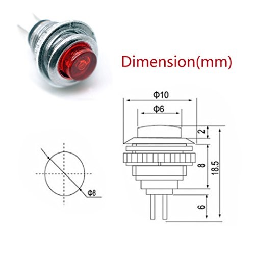 Momentary Push Button Switch, SPST 125V 1A, 2 Pin Panel Mount Mini Cap