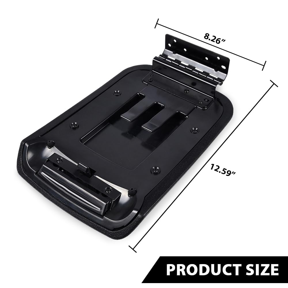 Center Console Armrest Lid with Latch Black Compatible with Ford Mustang