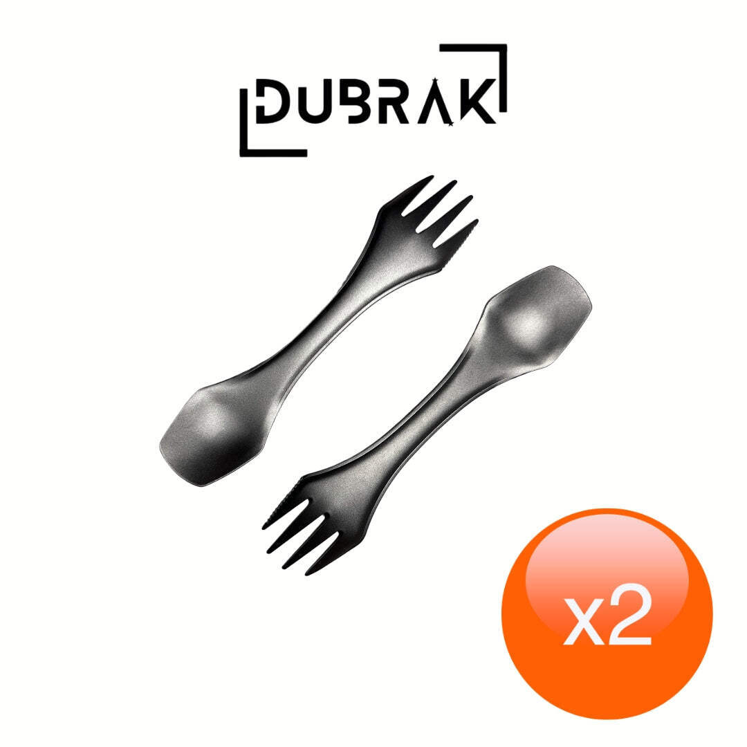 Dubrak Titanium Camping Cutlery Set – Ultralight Spoon Spork Fork (2-Pack)