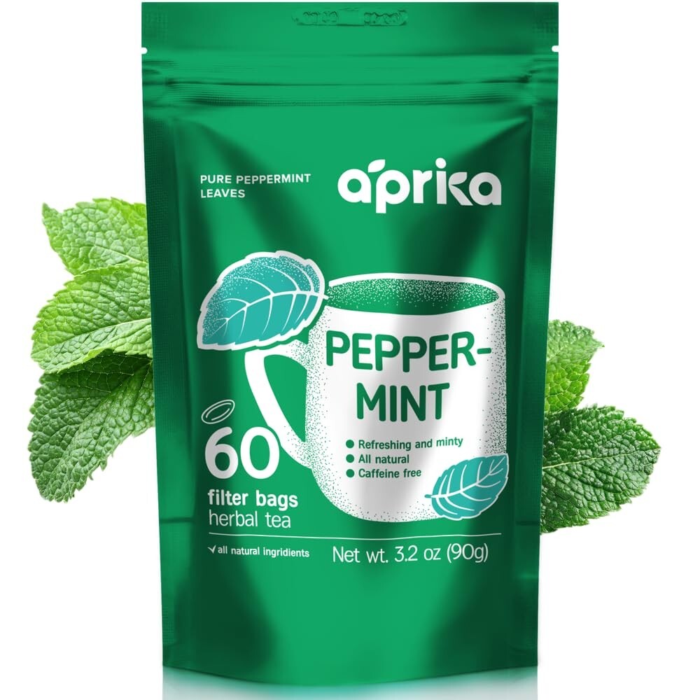 Pure Peppermint Tea - no stems, 100% Natural Herbal Tea, 60 bags, USA seller