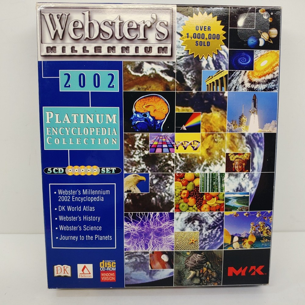 Vintage Webster's Millennium 2002 Encyclopedia Platinum PC Software 5 CD Set