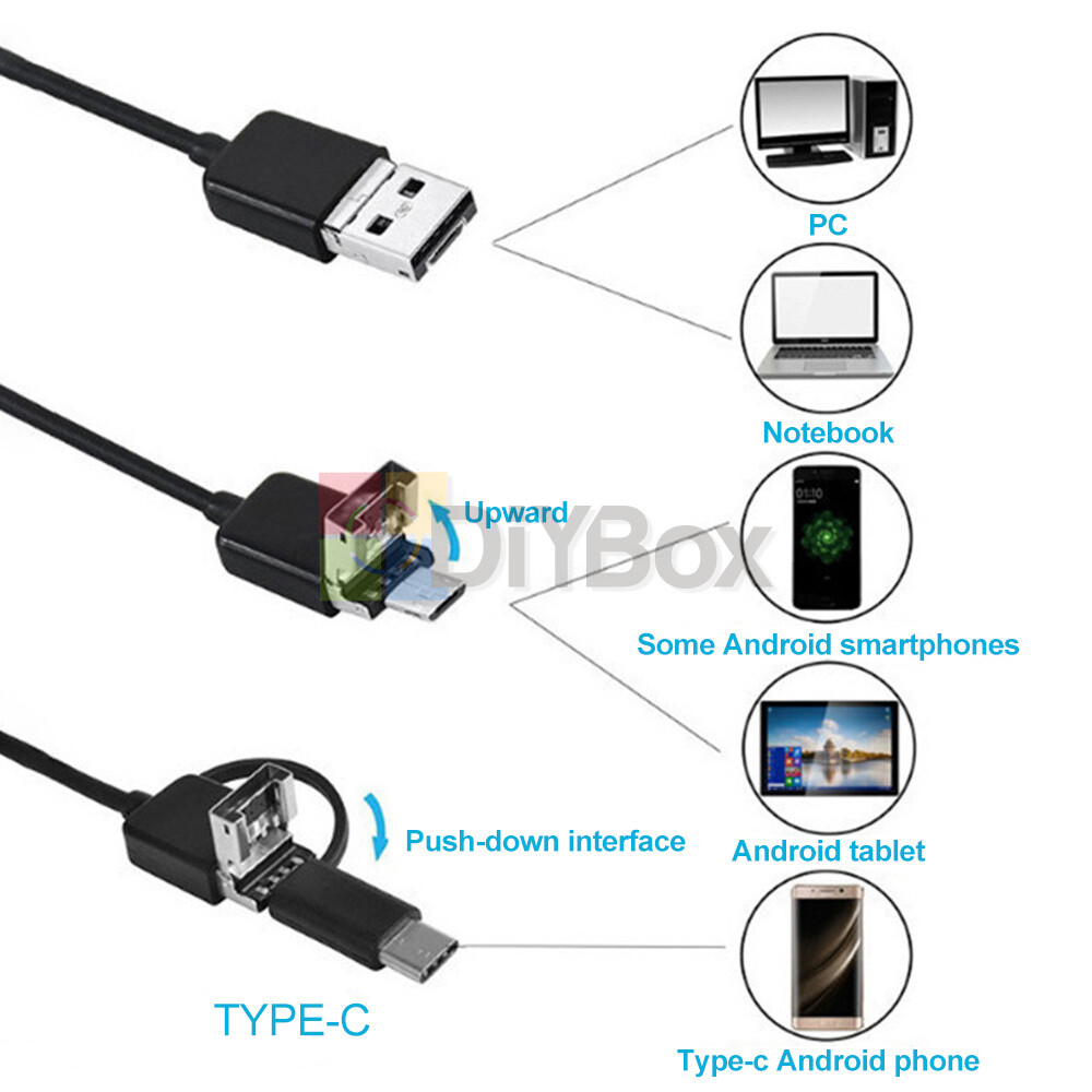 Endoscope Borescope w/ 6LED Mini Inspection USB Camera Scope Borescope 1/3.5/5m