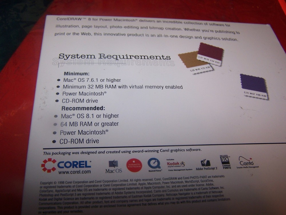 Corel Draw 8 software for Power Macintosh