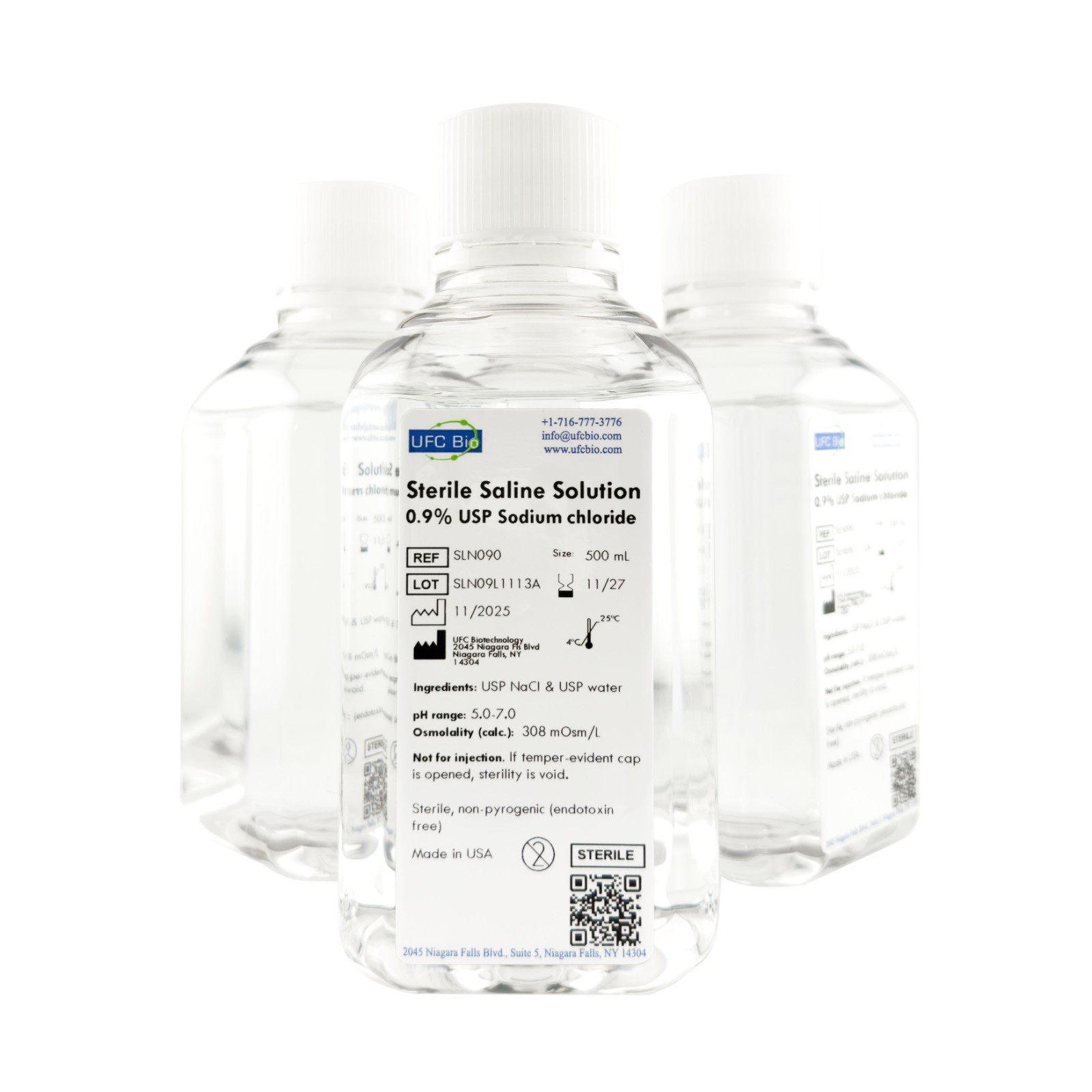 0.9% Normal Saline Solution - Sterile - Four Pack: 4x500mL (2000mL Total)