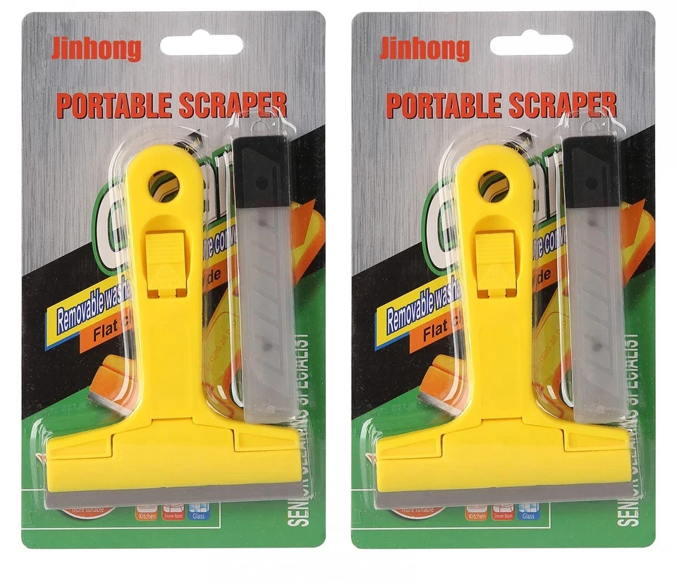 2Pack Razor Blade Scraper, Industry Glass Window Scraper, Heavy Duty Cleaning Sc