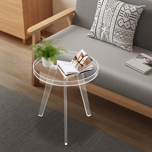 Acrylic Side Table, Clear Side Table, Round Acrylic Side Table