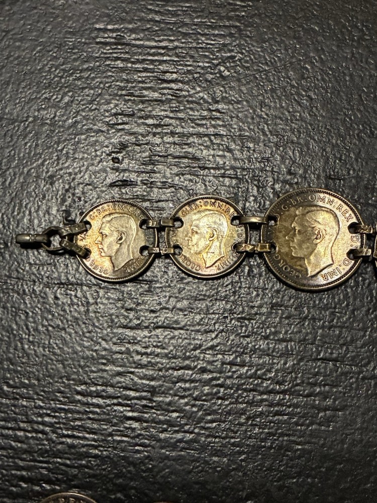 WWII US Military Soldier Marine Australia Shilling Coin Bracelet C13