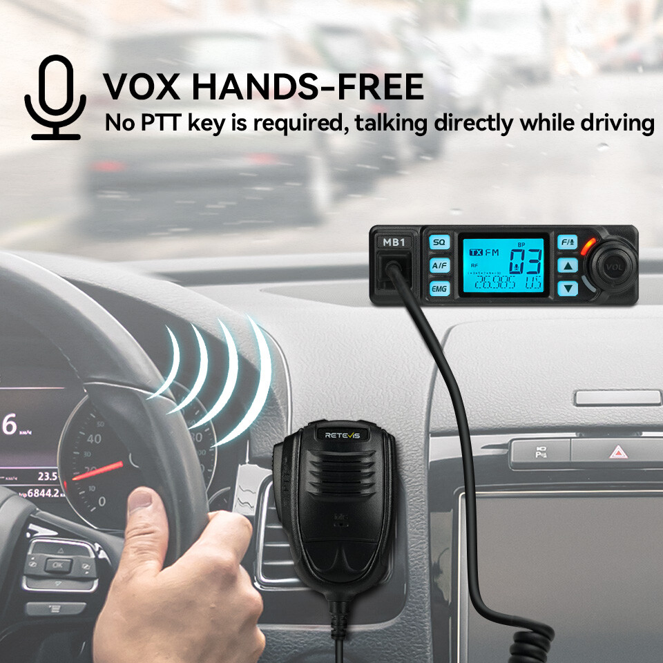 Retevis MB1 CB Radio Dual-Mode AM/FM,12V/24,4 W,40Channel +MR500 CB Antenna