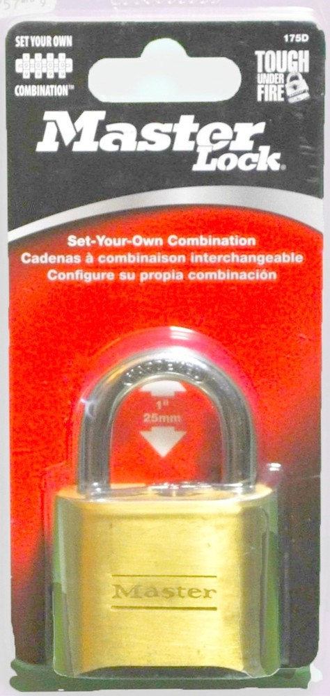 Weatherproof BRASS PADLOCK Resettable Combination 2" wide Master Lock 175D 175
