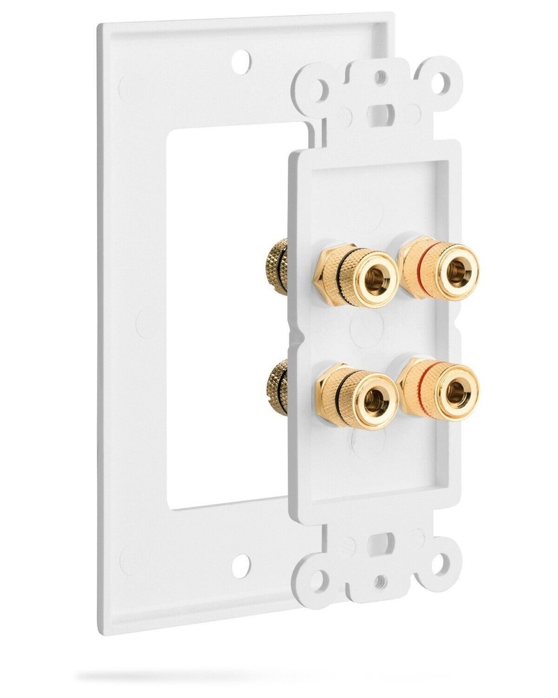 Fosmon Coupler Gold Plated Copper Banana Binding Post Wall Plate for 2 Speaker