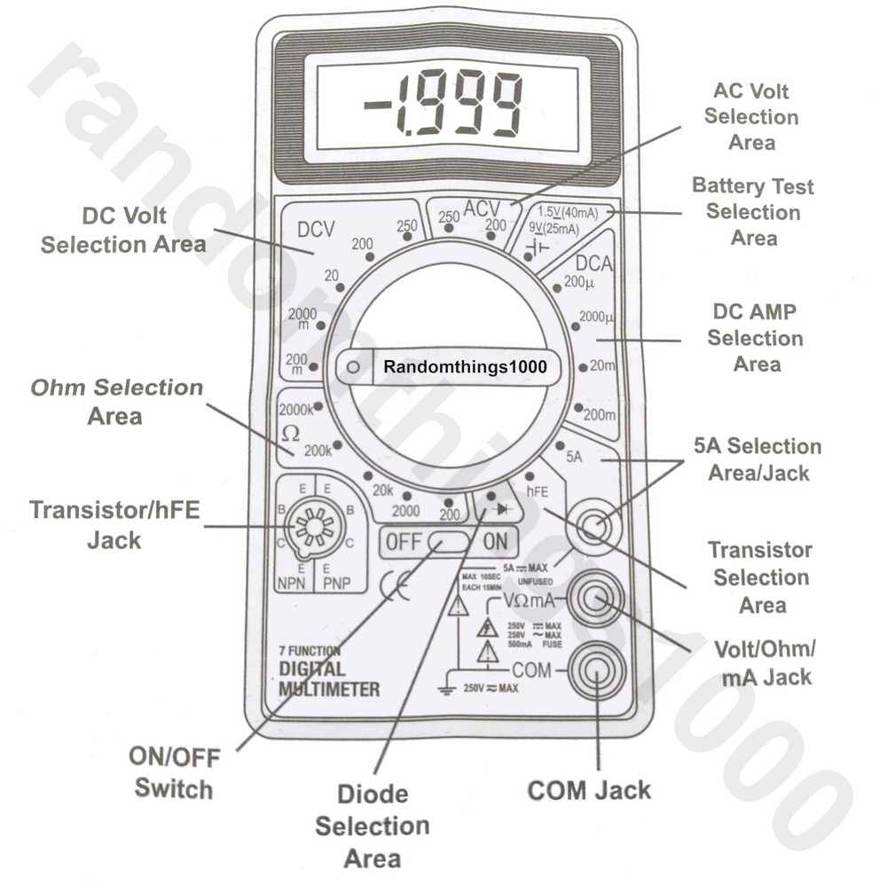 Digital Multimeter Battery Tester Voltmeter Voltage Tester OMH 7 Function Meter