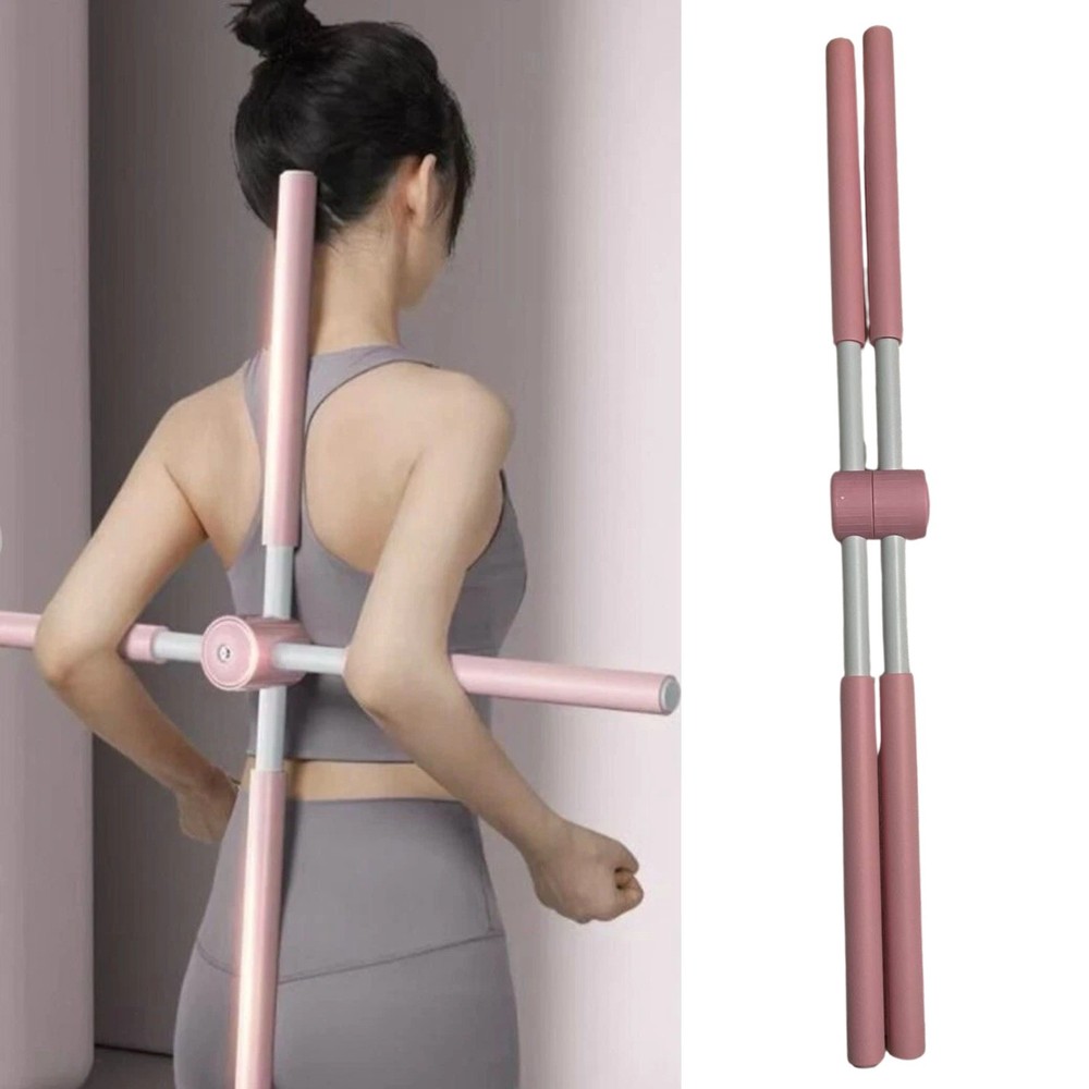 Yoga Sticks Stretching Tool Humpback Corrector Retractable Posture Stick Pink