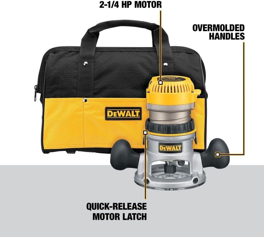 Router, Variable Speed, Fixed Base, 2-1/4 HP , Yellow