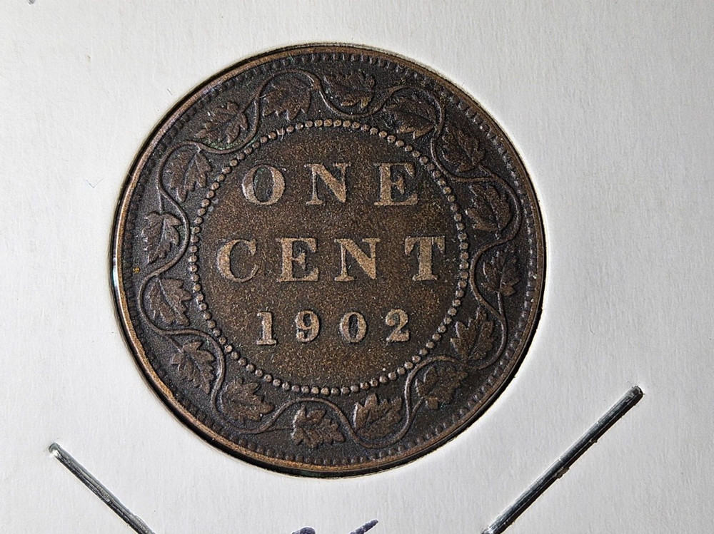 1902 Canada One Cent Queen Victoria Large Cent "EF"