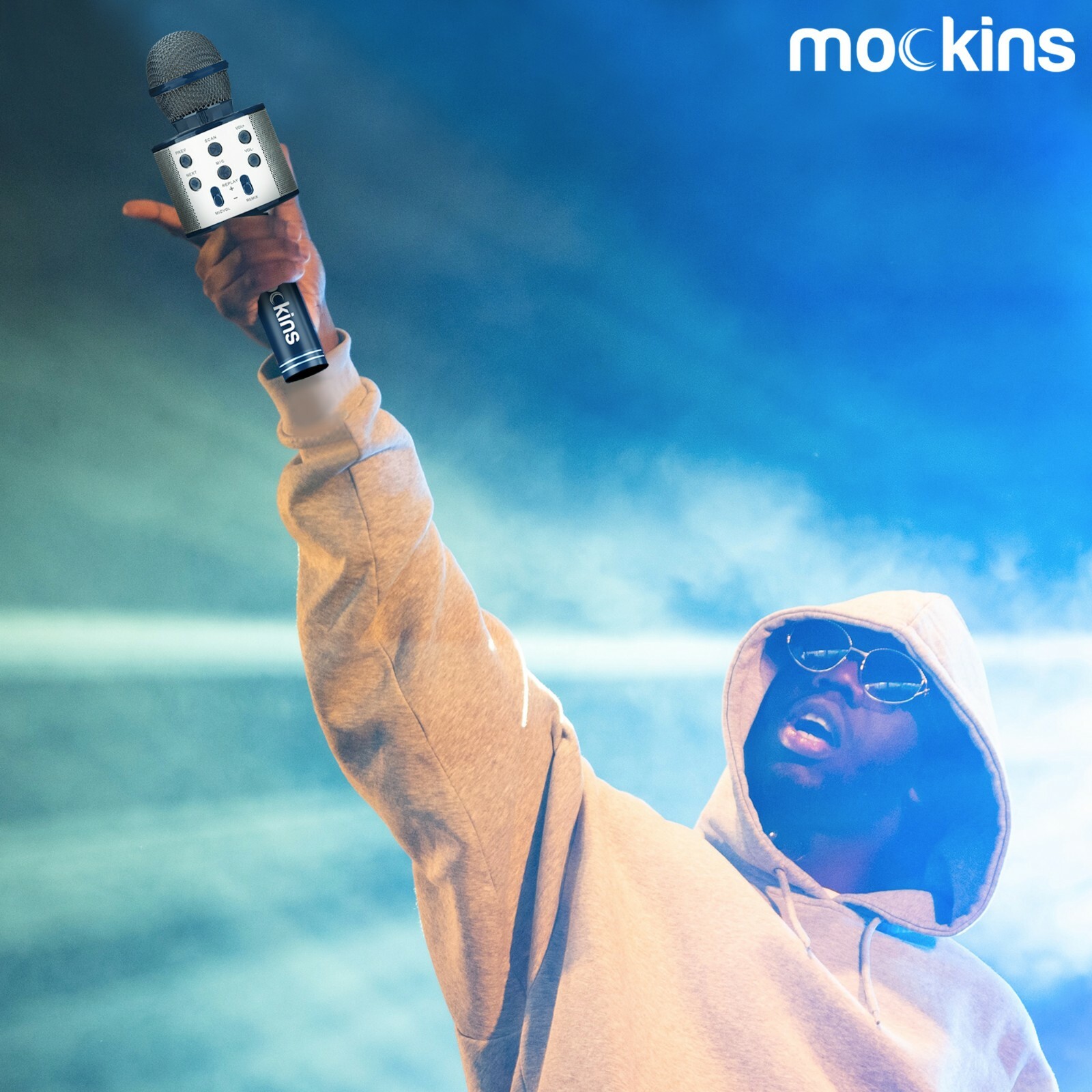 Mockins Wireless Bluetooth Karaoke Microphone, Navy, Holiday Gift kids