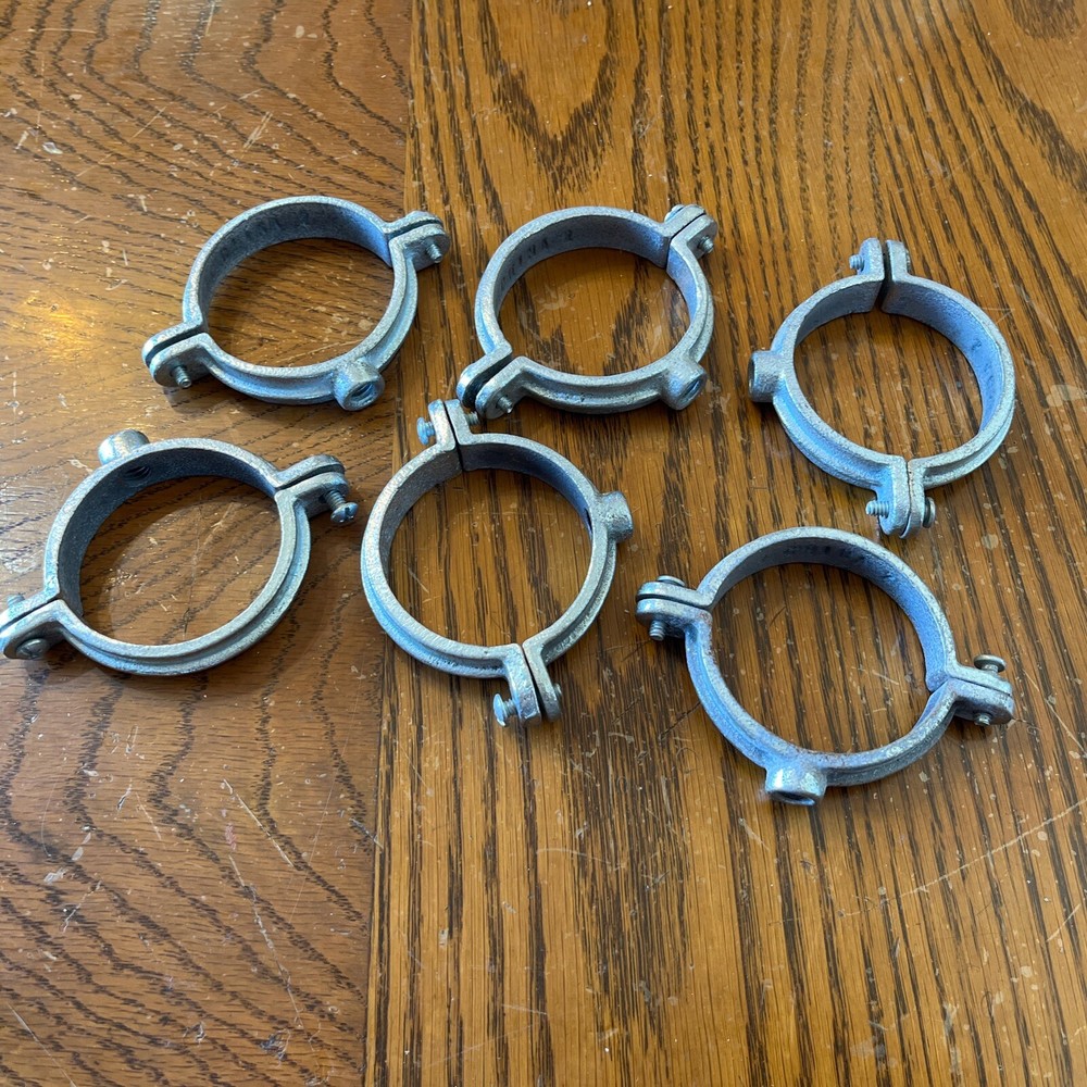 2-1/4" - 2-1/2” Road Hinged Galvanized Split Ring Pipe Hanger Clamp Qty-6 (NEW)