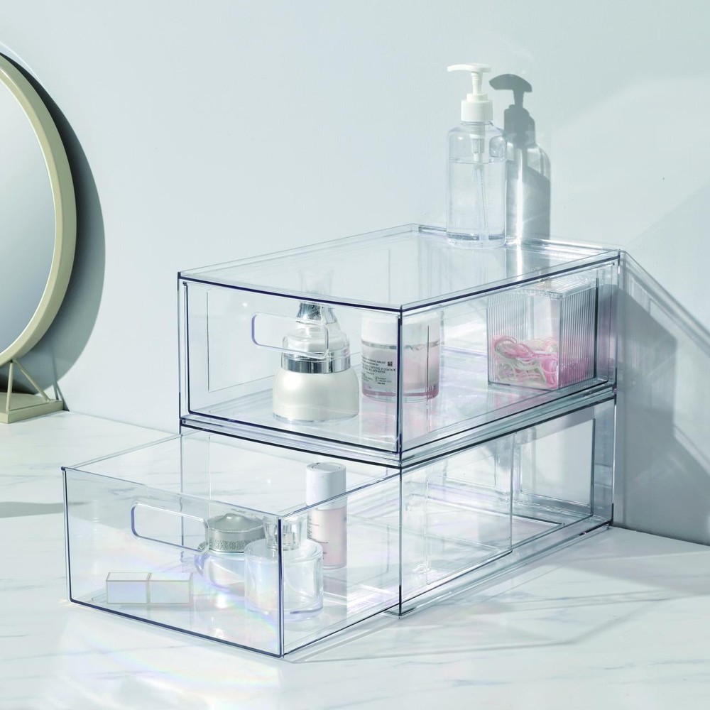 2 pack Clear Glossy Plastic Pull-Out Closet Drawer Small Size Adult Size