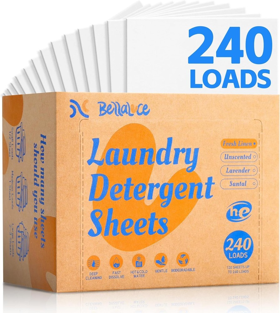 BellaLuce Laundry Deternt Sheets - Laundry Sheets, 240 Loads,
