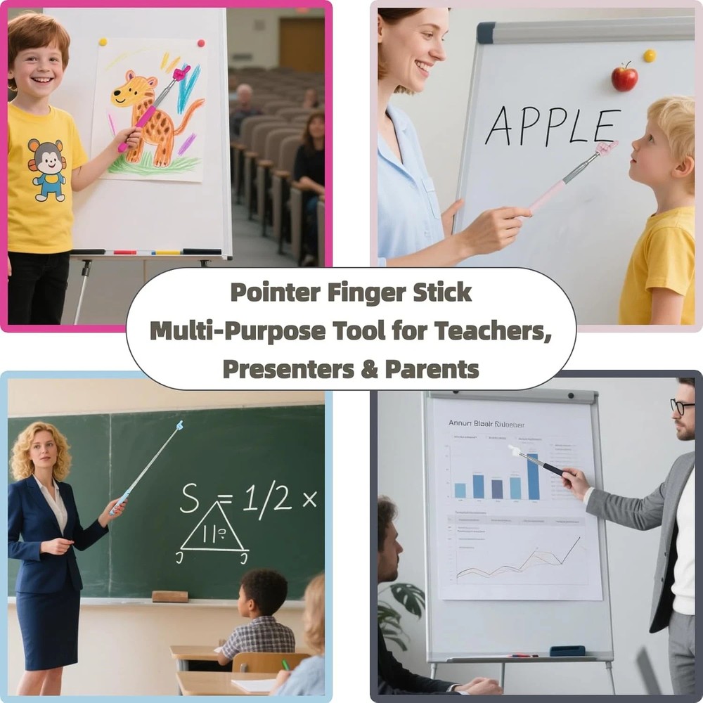4 PCS Extendable Pointer Finger Stick - Bright Colored Telescopic Teachers Point