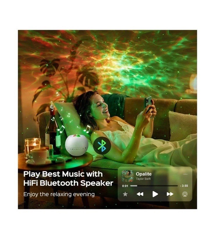 Galaxy Projector Night Light White Noise Machine Bluetooth Speaker Remote Contr…