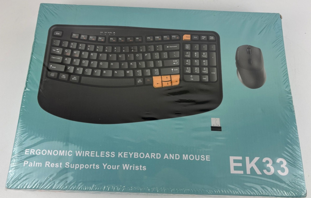 Wireless Keyboard & Mouse Combo,2.4G Wave Keys-Black *Please read description*
