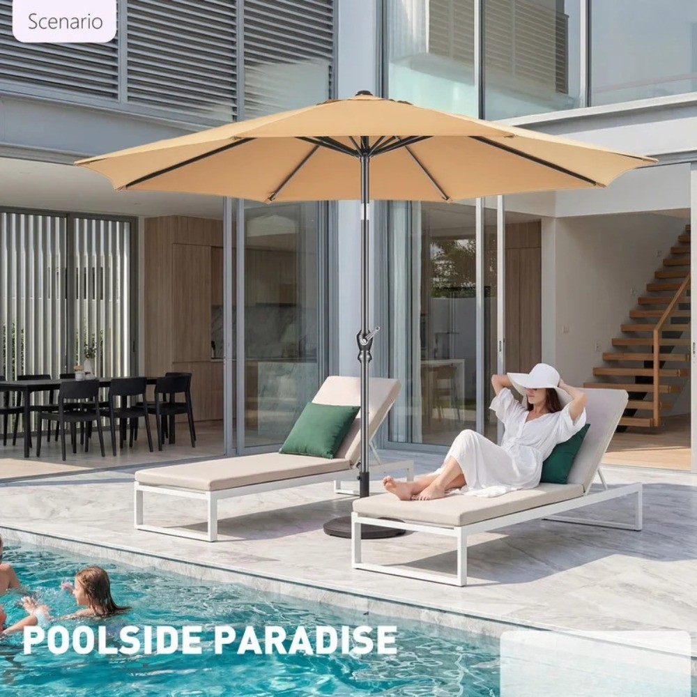 9FTOutdoor Patio Umbrella Outdoor Table Umbrella with Push Button Tilt and Crank