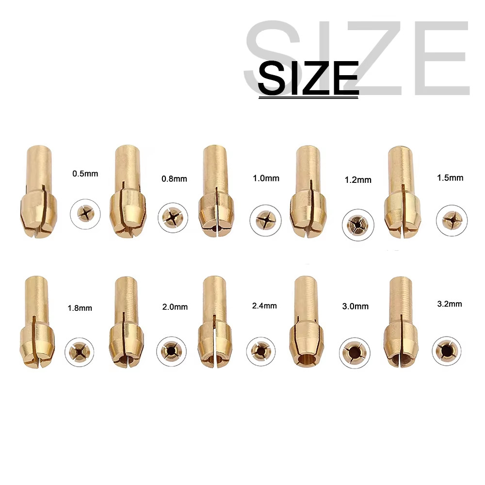 10Pcs 0.5-3.2Mm Mini Brass Drill Chuck Collet Bits Electric Grinder Quick Change