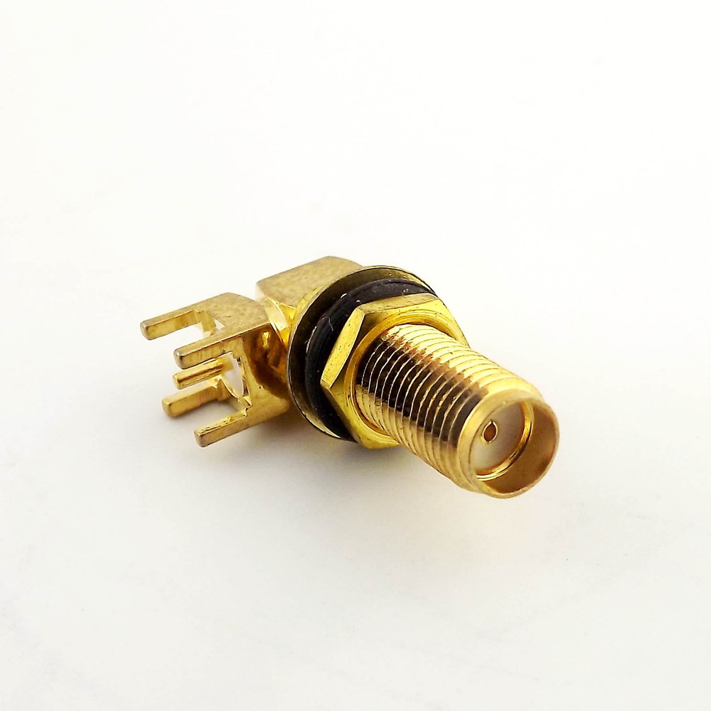 1pcs PC Board PCB Mount SMA Female Jack Nut Bulkhead Right Angle RF Connector