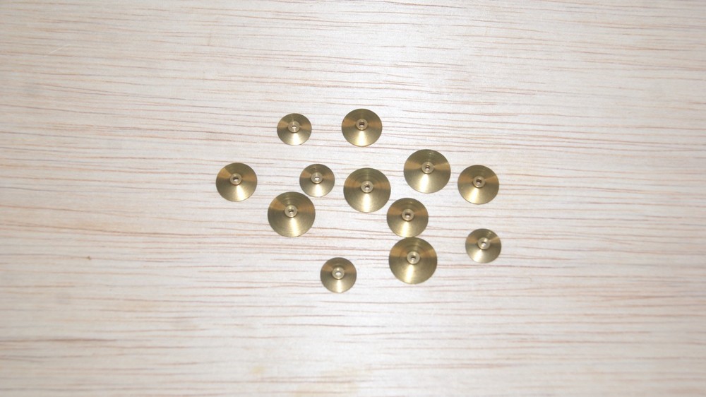 12 BRASS TURNED COLLETS FOR TALL CLOCKS