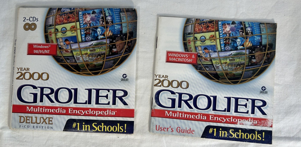 2000 Grolier Multimedia Encyclopedia & manual  PC Windows 98/95/NT